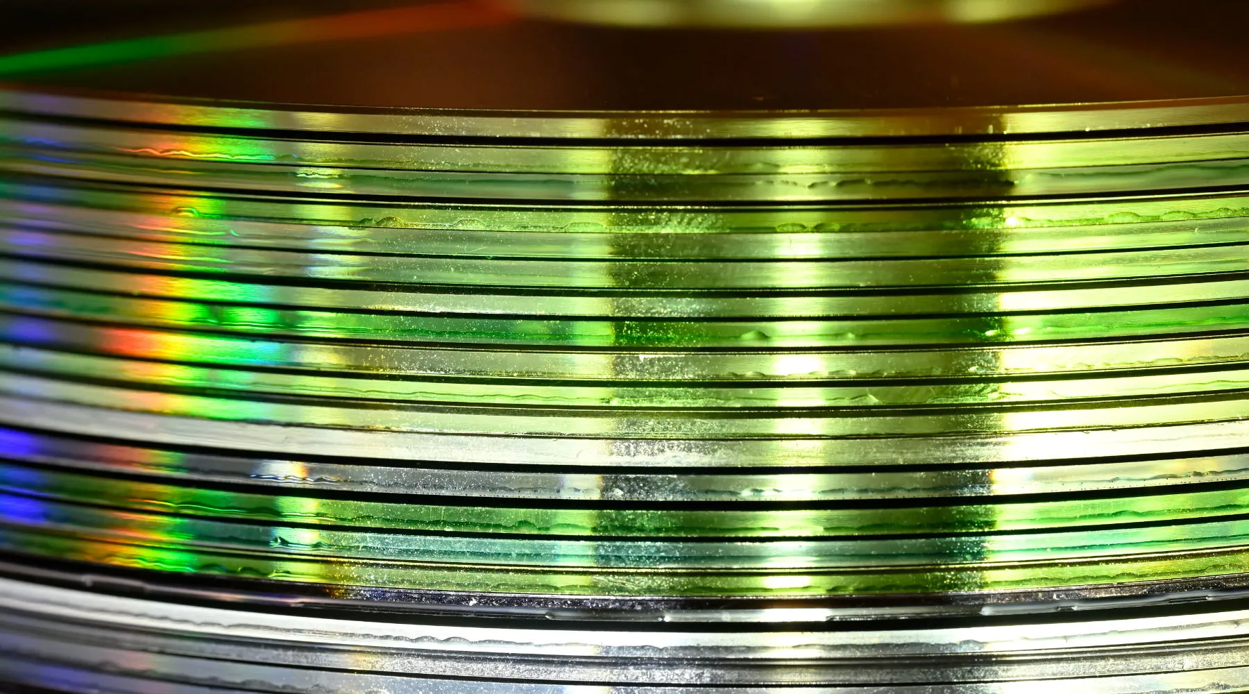 Closeup of a stack of compact discs